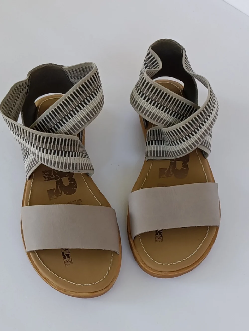 Sorel Ella Womens Leather & Elastic  Gladiator Sandals Size 6 Gray & Tan